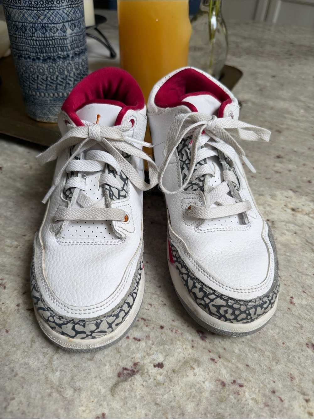 Air Jordan 3 Retro GS White Cement Pink Sneakers Youth Size 3Y 429487-126